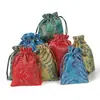 Bolsa com Cordão para Joias Padrão Ondulado Estilo Étnico Vintage Bolsa de Brocado Tecido com Padrão de Brocado Bolsa de Armazenamento para Artesanato