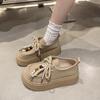 Sapatos Mocassins Casuais Femininos Estilo Coreano Couro Macio Fosco com Franjas e Contas Cadarço Plano Estilo Birkenstock Versátil