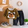 Traje Casual de Sudadera para Bebé Primavera y Otoño 2025 Nuevo para Niños Estéreo de Dibujos Animados de Manga Larga Dos Piezas Casual Ropa Infantil