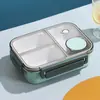 Lonchera aislada de acero inoxidable 304 de grado alimenticio, adecuada para estudiantes y trabajadores de oficina, con un diseño elegante y compartimentos separados para evitar que los sabores se mezclen