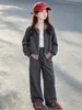 Conjunto Esportivo Infantil Feminino Estilo Primavera e Outono 2026 Novo Estilo Coreano Infantil Elegante Super Bonito Roupas de Outono Conjunto de Duas Peças para Meninas Crianças Grandes