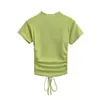 2128-2026 Primavera/Verano Nuevo Estilo Puro Deseo Casual Top de Cuello Alto para Mujer, Ajuste Delgado Sexy Camiseta de Manga Corta