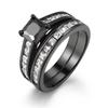 Nueva joyería de venta caliente de comercio exterior Moda europea y americana anillo de doble capa circonita en polvo chapado en oro negro anillo joyería