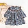 Vestido Floral para Niña con Solapa Grande Exportación Primavera y Otoño Nuevo Estilo Vestido de Muñeca para Niña Pequeña Vestido de Manga Larga
