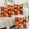 Atmósfera de Otoño Hoja de Arce Lino Funda de Almohada Juego de Cuatro Amazon Comercio Exterior Transfronterizo Fundas de Almohada Decoración de Sofá