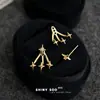 Design Original, Uso Dupla Face, Brincos Estilizados e de Alta Qualidade em Forma de Estrela Banhados a Prata com Zircônia para Mulheres, Novos Brincos Criativos Elegantes