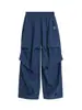 Pantalones Paracaidistas Retro Americanos de Nicho Rojo para Hombres y Mujeres, Estilo Perezoso Holgado con Cordón de Verano, Pantalones de Pierna Ancha Largos hasta el Suelo