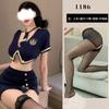 Lencería Seductora Femenina Uniforme de Policía Caliente Juego de Rol Azafata Seductora Traje de Noche para Club Azul Marino 1186