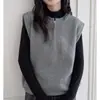 Chaleco Cárdigan de Punto sin Mangas Cuello Redondo Medio Abierto para Mujer 100% Lana de Seda Primavera Otoño Chaleco Holgado Ropa de Abrigo