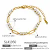 Pulseira de Aço Inoxidável Cruzada Fashionável Tendência Estilo Ins Corrente para Dorso da Mão Cravejada com Zircônia Banhada a Ouro 18K Real À Prova d'Água Resistente à Descoloração Joia para Mão