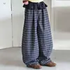 Pantalones de Cuadros con Encaje para Niñas 2026 Otoño Nuevas Llegadas Medianos y Grandes Niños Sueltos de Pierna Ancha Pantalones de Guadaña Estudiantes de Secundaria Pantalones Casuales