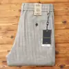 Calça Masculina Casual de Verão Estilo Europeu Espinha de Peixe Fina Cintura Elástica Cordão Algodão Linho Solta Reta de Alta Qualidade Confortável