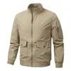 Chaqueta de Primavera y Otoño Amazon Transfronteriza para Hombre Cárdigan Cuello Alto Ropa de Trabajo Casual Holgada Cortavientos Transpirable Chaqueta Abrigo