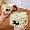 Caneca de cerâmica de desenho animado para drop-shipping, caneca de café de alta estética, presente prático para recém-casados e inauguração de casa, copo de água para eventos corporativos