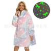 Manta de TV de Franela Luminosa con Capucha Vestido Perezoso Sudadera con Capucha Gruesa de Doble Capa Bata