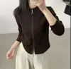 Chamarra sudadera estilo europeo con cuello alto pequeño y manga larga para mujer, nueva versión coreana de otoño 2026, corte holgado, favorecedora, top elegante