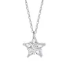 Collar Lucky Star de Plata de Ley 925 Pequeño Estilo Fresco Dulce Cadena para Clavícula de Lazo Estrella Colgante Estrella de Cinco Puntas Ins