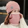 Chapéu Feminino de Inverno Estilo Coreano Versátil para Ciclismo Quente com Forro de Fleece Espessado à Prova de Frio Protetores de Orelha Conjunto Feminino Gorro de Lã