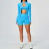 Traje Deportivo Europeo y Americano Secado Rápido Ropa Deportiva para Exteriores Fitness Antishock Cintura Alta Traje de Yoga Conjunto de Tres Piezas 5112