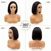 Peluca corta tipo bob con encaje frontal transparente 13x4 tejida a mano transfronteriza europea y americana de fibra sintética sin pegamento, con línea de cabello pre-depilada