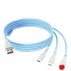 Cable de Datos Tejido Macaron Uno a Tres Carga Súper Rápida 6A Múltiples Cabezales 120W Cable de Carga Tres en Uno Comercio Exterior Transfronterizo