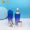 Nuevo material de embalaje para traje de botella pequeña negra 120ml esencia emulsión botella de vidrio dividida 20g crema para el cuidado de la piel botella de vidrio