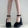 Zapatos de tacón alto sexys para chica caliente, tacón grueso, Mary Janes, correa de una línea, talla grande, plataforma impermeable, zapatos Barbie para mujer, nuevo estilo 2025