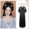 Peluca Hanfu con Diadema Integrada, Peinado Recogido Estilo Antiguo, Base de Peluca Tradicional para Peinado Hanfu de la Dinastía Ming