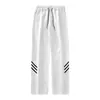 Calça de Moletom Esportiva Preta de Primavera para Homens, Calça Casual Reta Solta, Estilo Primavera e Outono, Design Listrado, Calça Longa Masculina Fluida