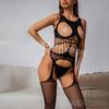 Lencería Sexy Sexy Malla Sin Mangas Hueca Tirantes Tentación Malla Unida de Archivo Abierto