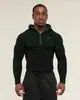 Camisa esportiva de manga comprida masculina GYMSHARK/ONYX5, com zíper parcial, justa, de secagem rápida, respirável, em estoque na fábrica, transfronteiriça