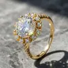 Anillo de plata de ley S925 bestseller transfronterizo para mujer, anillo de 10 mm y 4 quilates, anillo de compromiso clásico con diseño de corona de cuatro puntas al por mayor