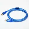 Cabo de Impressão USB 2.0 de Alta Velocidade Azul 1,5m com Porta Quadrada, Núcleo Totalmente de Cobre, Anel Magnético, Blindagem e Cabo de Dados Trançado