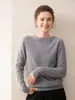 Suave y delicado~26 Otoño/Invierno Suéter Simple de Cachemira para Mujer Cuello Redondo para Viajar Manga Larga Tejido de Punto Color Sólido Versátil Capa Base