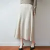26 Nuevo Vestido de Punto Trenzado 100% Lana de Pierna Ancha para Citas Holgado Color Sólido Versátil Falda de Corte A Falda Larga de Paraguas Falda para Mujer