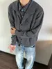 Fabricante por atacado: cardigan de tricô elegante, com visual maduro e gola alta para homens, de caimento solto, peça de outer wear de alta qualidade para outono e inverno, suéter moderno estilo coreano