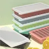 Bandeja de Gelo Longa de Silicone Molde de Cubo de Gelo Grande Caixa de Gelo Recipiente para Alimentos para Uísque, Bebidas Alcoólicas, Alimentos Comercial com Tampa Formato Quadrado Doméstico