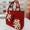 Bolsa de Feltro do Ano do Cavalo, Bolsa de Ombro para o Trabalho, Bolsa Tote de Feltro de Grande Capacidade, Bolsa de Presente para o Festival do Barco-Dragão, Bolsa de Presente Souvenir de Feltro