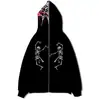 Suéter Retro Europeo y Americano 2023 Estampado de Araña Cremallera Completa Suéter Sudadera Primavera y Otoño Moda Gótica Chaqueta para Hombre