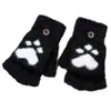 Guantes de felpa a prueba de viento para mujer Invierno Cálido Estudiante Guantes sin dedos abatibles para exteriores Medio dedo Gruesos Guantes para escribir