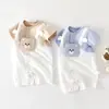 Enterizo Oso Tímido de Verano para Bebé, Mameluco Delgado de Manga Corta, Ropa para Gatear, Ropa de Casa, Ropa para Recién Nacido