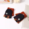 Guantes de dedo medio para niños otoño e invierno niños medio dedo cálidos lindos estudiantes de primaria escritura guantes de punto de doble propósito al por mayor