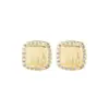 Pendientes Cuadrados Escarchados Cepillados Incrustados de Diamantes en Plata de Ley S925 para Mujer, Estilo Coreano, Sencillos, de Alta Gama, Compactos, Elegantes y Versátiles