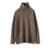 Suéter de Cachemir Estilo Faye Wong para Mujer, Otoño e Invierno Grueso de Punto de Cuello Alto Suave Holgado Perezoso Suéter Base de Cachemir