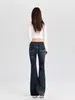Jeans Acampanados de Tiro Bajo Estilo Americano para Mujer 2025 Primavera y Otoño Nuevos Ajustados Bordados Modernos de Pierna Recta Hasta el Suelo Pantalones de Campana