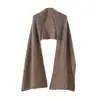 Cachemira Otoño/Invierno 2026 Nuevo Bufanda Larga para Mujer Color Sólido Hueco Protector de Cuello Bufanda Moda Chal de Punto Pullover