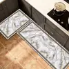 Tapete Longo de Terra de Diatomáceas com Padrão de Mármore de Luxo Leve para Cozinha Doméstica, Absorvente Rápido, Secagem Rápida, Resistente à Sujeira, à Prova de Óleo, Antiderrapante
