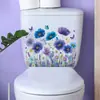 Fun-M548 Flores Azuis Frescas e Roxas e Borboletas Banheiro Vaso Sanitário Embelezamento Adesivos Decorativos Atacado Transfronteiriço Autoadesivo