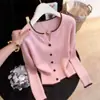 Cardigan de Tricô Color Block Estilo Coreano Feminino Nova Coleção Primavera/Outono 2026 Moda Coreana Top Versátil Emagrecedor para Mulheres