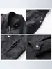 ¡QUÉ ONDA OTRA chaqueta de cuero retro americana minimalista con cuello alto, chaqueta de cuero estilo corto para hombre para primavera y otoño, elegante y genial
